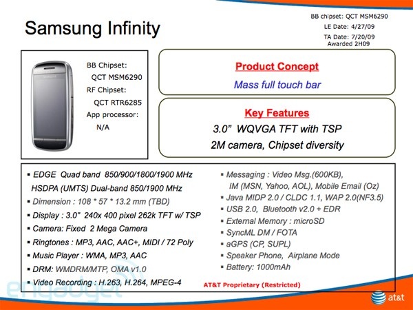  and built-in media player. The Infinity can record video in h.264, 