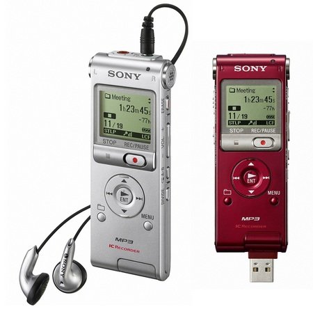 Sony ICD-UX200 and ICD-UX300 Digital Voice Recorders silver red Sony ICD-UX200 and ICD-UX300 Digital Voice Recorders silver red