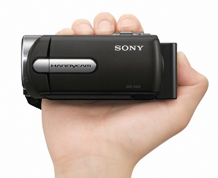 Sony Handycam DCR-SX15E Standard Definition Camcorder on hand Sony Handycam DCR-SX15E Standard Definition Camcorder on hand