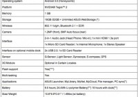 Asus Eee Pad Transformer Android 3.0 tablet specs