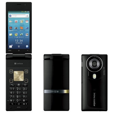 Softbank Sharp 007SH AQUOS PHONE THE HYBRID Clamshell runs Android black