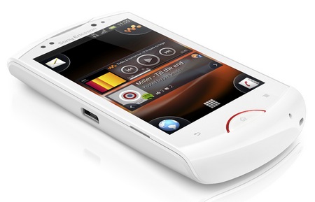 Sony Ericsson Live with Walkman Android Phone white angle Sony Ericsson Live with Walkman Android Phone white angle