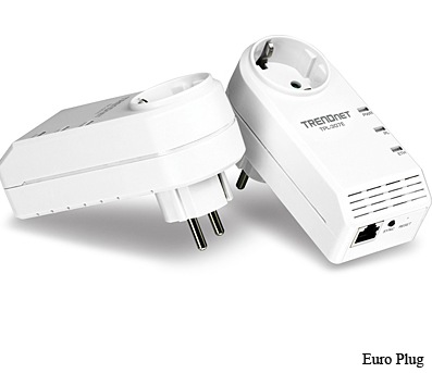TRENDnet TPL-307E 200Mbps Powerline AV Adapter with Bonus Plug euro plug