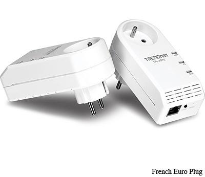 TRENDnet TPL-307E 200Mbps Powerline AV Adapter with Bonus Plug french euro