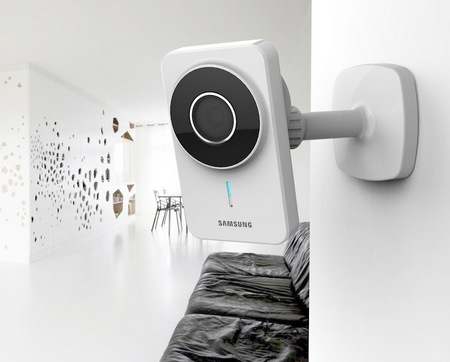 Samsung SmartCam WiFi IP Camera for Real-time Surveillance mounted