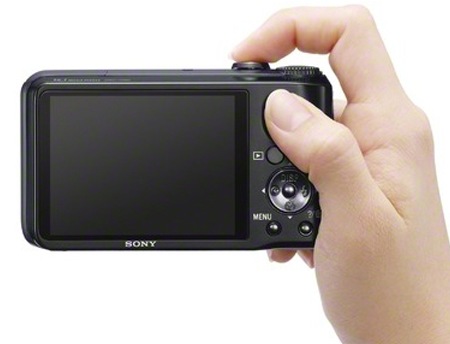 Sony Cyber-shot DSC-H90 16x Zoom Camera on hand
