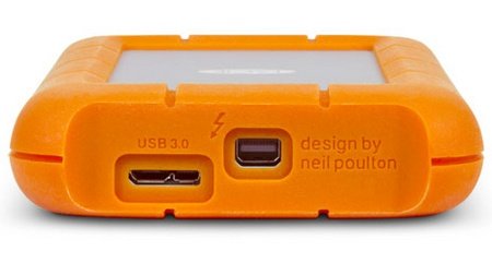 LaCie Rugged USB 3.0 Thunderbolt Series Portable Hard Drive connectors